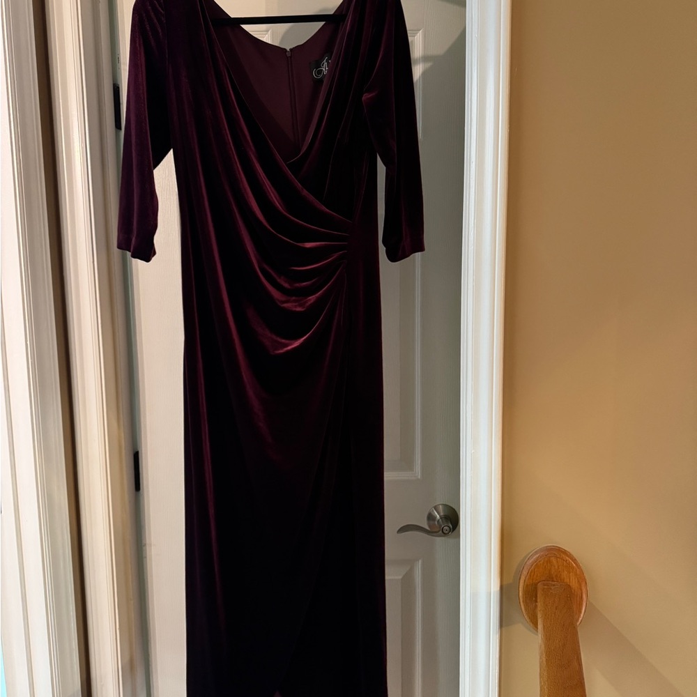 Elegant Velvet Drape Midi Dress- Alex Evenings Size 12- worn once
